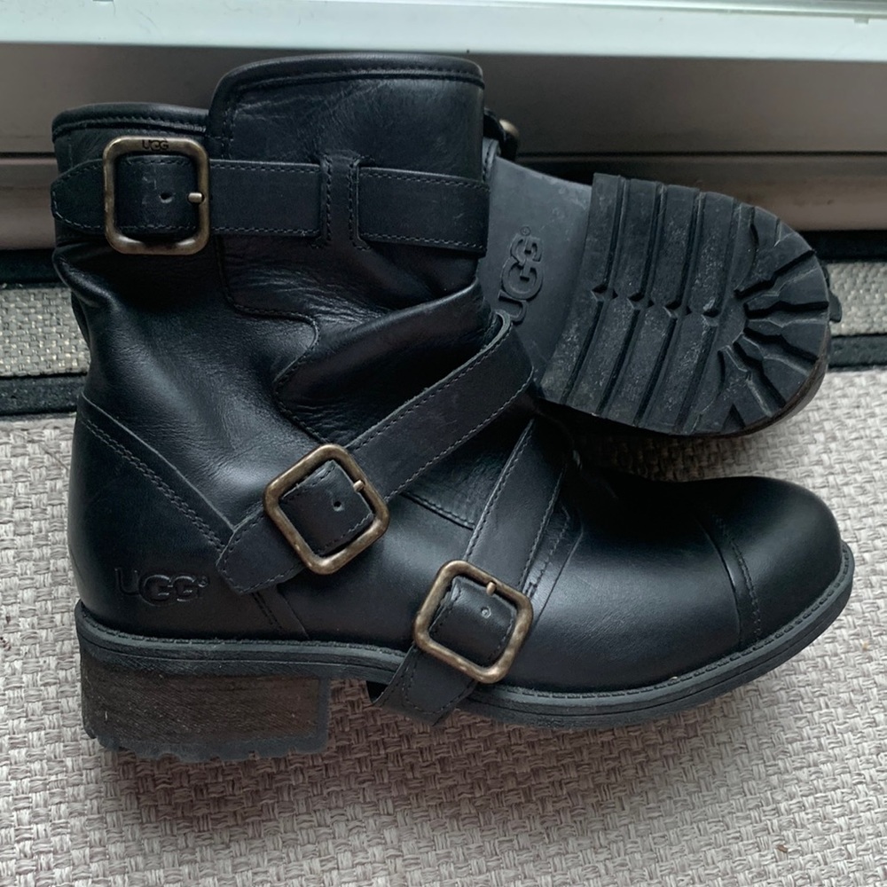 UGG black moto boots, excellent used condition. Size 7.5.